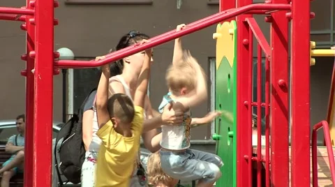 Children on the playground Stock Footage 5068558