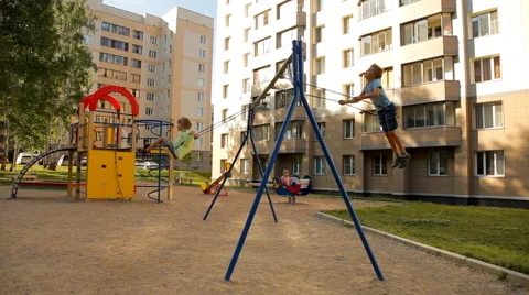 Children on the playground Stock Footage 58425368