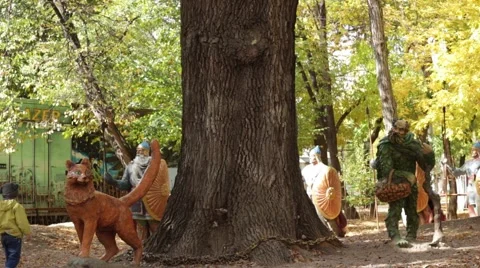 Children playground in a park Vídeo Stock 68991225