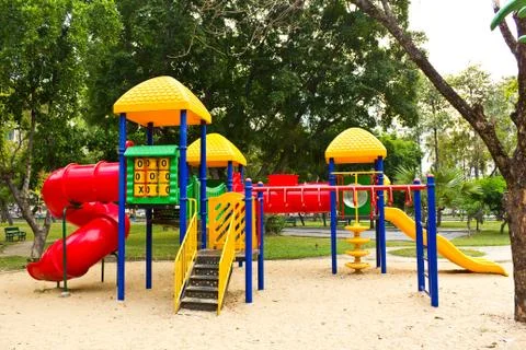 Children playground in park Stock Photos