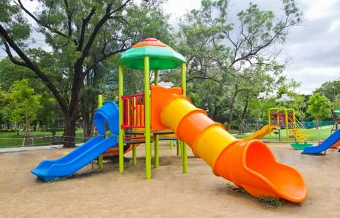 Children playground in park Stock Photos