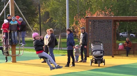 Children playground. Slow motion. Stock Footage 42065098