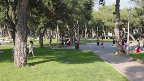 Children playing and having fun in the park Stock Footage 200478180