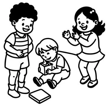 -children-playing-and-learning---educational-conce Stock Illustration