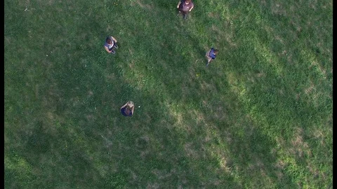 Children playing ball on the field view from above Stock Footage 75879760