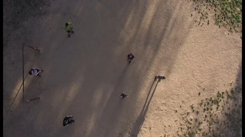 Children playing ball on the field view from above Stock Footage 75880192