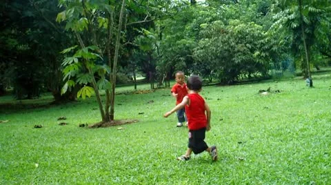 Children Playing Ball in The Park Stock Footage 10608514
