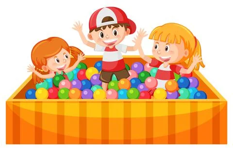 Children playing in the ball pit Stock Illustration