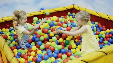 Children playing in the ball pool Stock Footage 66260756