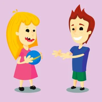 Children playing with a Ball - Vector Illustrazione stock
