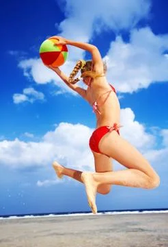Children  playing on  beach. Stock Photos