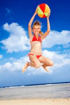 Children  playing on  beach. Stock-Fotos