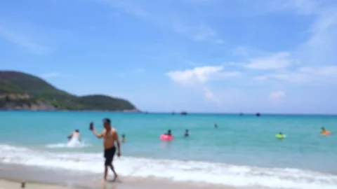 Children playing on the beach in vacation Stock Footage 90193574