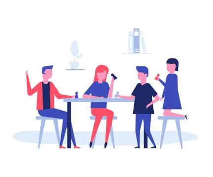 Children playing a board game - flat design style illustration Stock Illustration