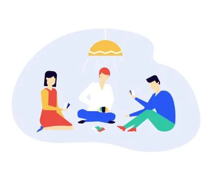Children playing a card game - flat design style illustration Stock Illustration
