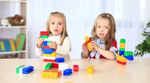 Children playing with a constructor. DOLLY HD Stock Footage 8956826
