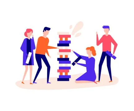 Children playing a game - flat design style illustration Stock Illustration