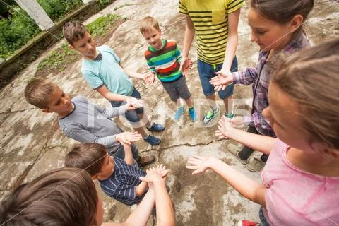 Children playing the game in summer camp Stock Photos