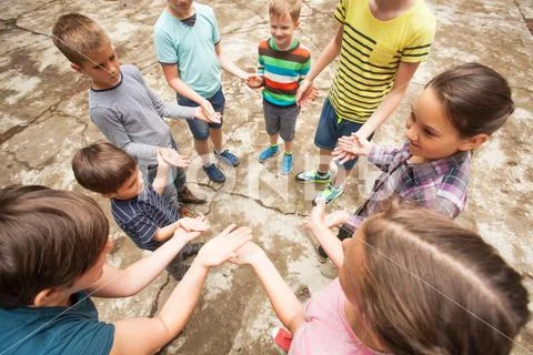 Children playing the game in summer camp Stock Photos