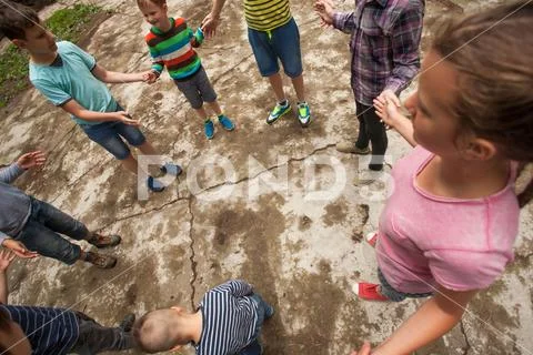 Children playing the game in summer camp Stock Photos