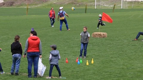 Children playing games on the grass. Stock Footage 85670550