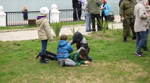 Children playing on the grass Stock Footage 67362756