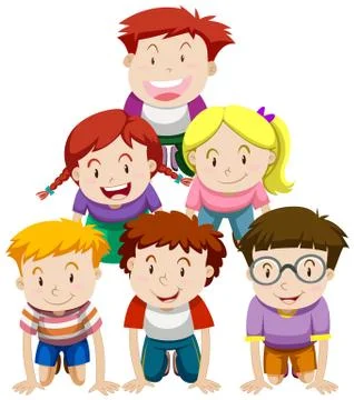 Children playing human pyramid Stock Illustration
