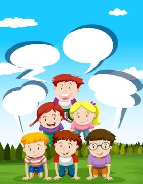 Children playing human pyramid Stock Illustration