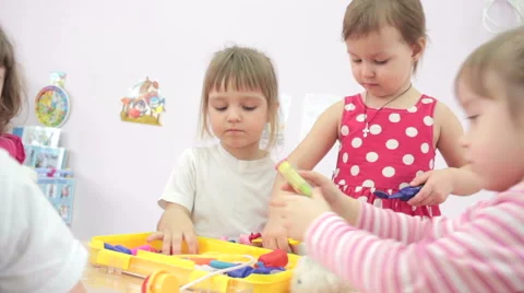 Children playing in kindergarten 스톡 동영상 62197736