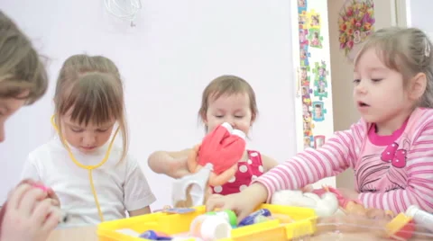 Children playing in kindergarten 스톡 동영상 62197868