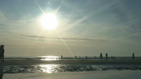 Children playing in the ocean Stock Footage 643001