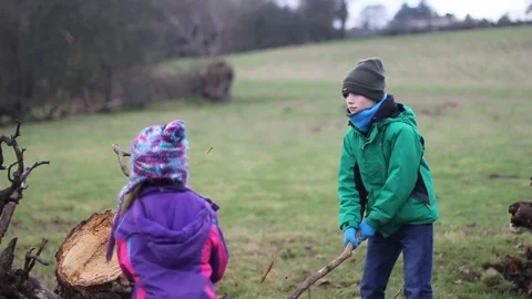 Children playing outdoors Stock Footage 81595130