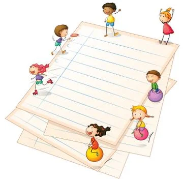 Children playing at the paper borders Stockillustratie