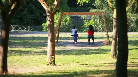 Children playing at park Stock Footage 8568030
