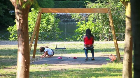 Children playing at park Stock Footage 8568088