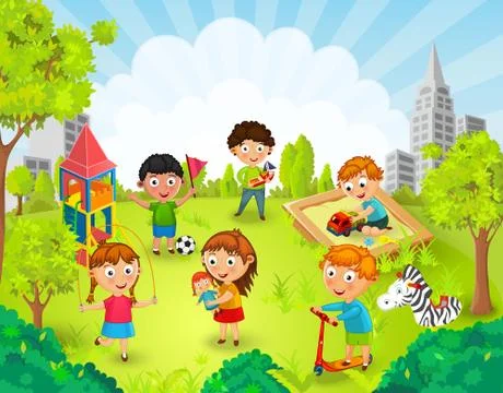Children playing in the park Stock Illustration