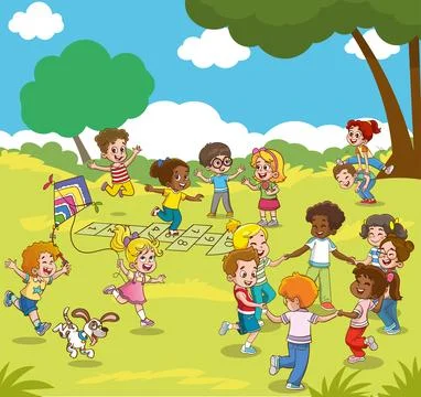 Children playing in the park Stock Illustration