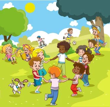 Children playing in the park Stock Illustration