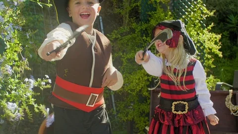 Children playing pirates Stock Footage 83868506