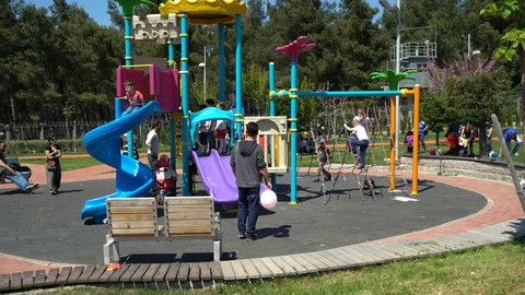 Children playing in the playground Stock Footage 112530786