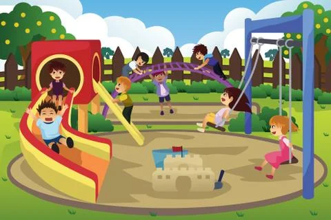 Children playing in the playground Illustrazione stock