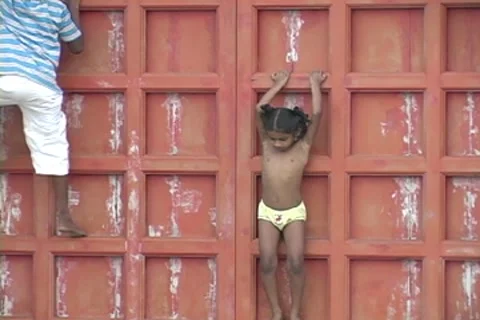 Children playing in Pondicherry India Stock Footage 8683031