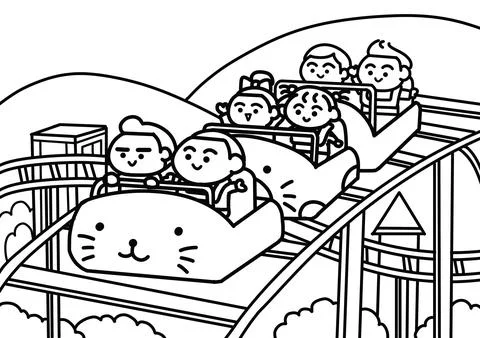 Children playing on a roller coaster Stock Illustration