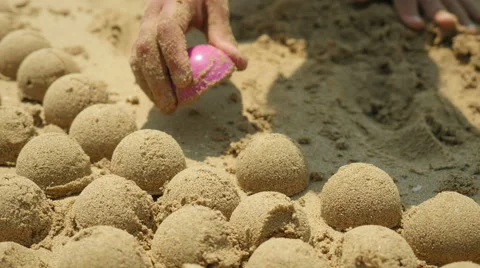 Children playing sand on the beach Stock Footage 55209217