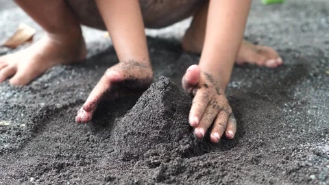 Children playing in the sand Stock Footage 273078775