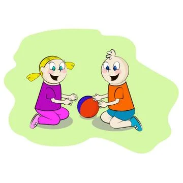 Children playing in the sandbox Stock Illustration