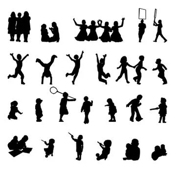 Children playing silhouettes Stock Illustration
