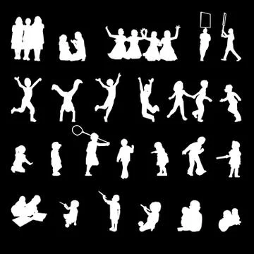 Children playing silhouettes Stock Illustration