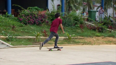 Children playing on skateboard Stock Footage 89067575
