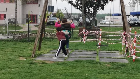 Children playing with the swing Stock Footage 105919041